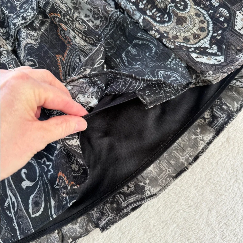 ZARA Boho Paisley Tiered Mini Dress Size M Sheer Long Sleeve Babydoll Tunic - Picture 8 of 16